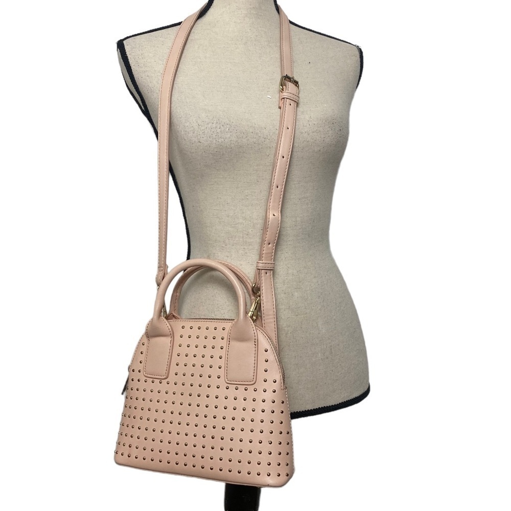 Powder Pink Purse with Shoulder Straps Hand Held with Gold Tone Studs